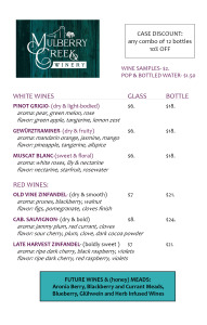 Ben's Wine Menu